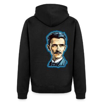 Nikola Tesla - Unisex Premium Organic Zip Hoodie - black - Back - Nico (187cm)