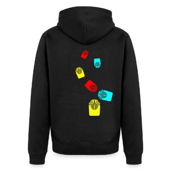 Pommes fast food symbol - Unisex Premium Bio Zip Hoodie - Schwarz - Hinten - Nico (187cm)
