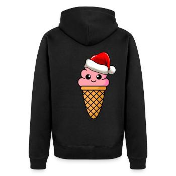 Ice Cream Weihnachten Comic Xmas - Unisex Premium Bio Zip Hoodie - Schwarz - Hinten - Nico (187cm)