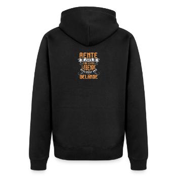 Rente 2023 Eine Echte Legende Verlässt Das Gelände - Unisex Premium Bio Zip Hoodie - Schwarz - Hinten - Nico (187cm)