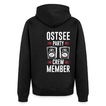 Ostsee Party Crew - Unisex Premium Bio Zip Hoodie - Schwarz - Hinten - Nico (187cm)