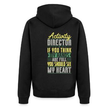 Activity Director Appreciation - Unisex Premium Bio Zip Hoodie - Schwarz - Hinten - Nico (187cm)