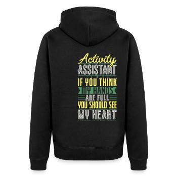 Activity Assistant Appreciation - Unisex Premium Bio Zip Hoodie - Schwarz - Hinten - Nico (187cm)