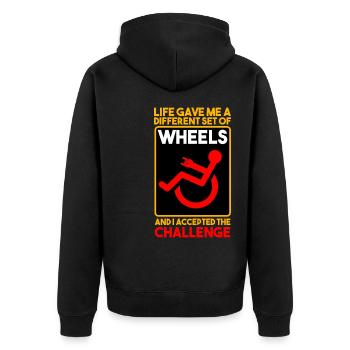 Life Gave Me Different Set Of Wheels And Accepted - Unisex Premium Organic Zip Hoodie - black - Back - Nico (187cm)