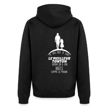 Cadeau Pour Mon Tonton Et Niece Citation Drôle - Veste à capuche bio Premium Unisexe - noir - Dos - Nico (187cm)
