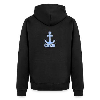 Anker Crew Logo Illustration - Unisex Premium Bio Zip Hoodie - Schwarz - Hinten - Nico (187cm)
