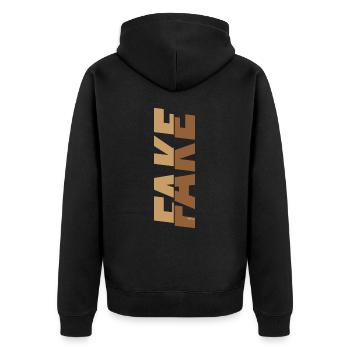Fake superscript - Unisex Premium Organic Zip Hoodie - black - Back - Nico (187cm)