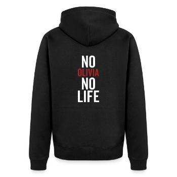 Nein Olivia Kein Leben - Unisex Premium Bio Zip Hoodie - Schwarz - Hinten - Nico (187cm)