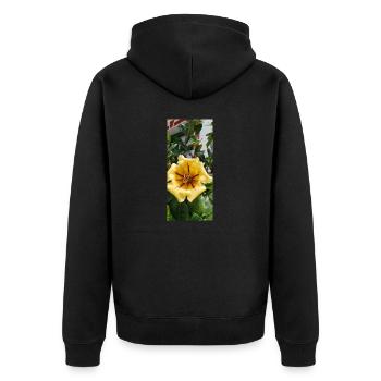 Belle fleur jaune - Veste à capuche bio Premium Unisexe - noir - Dos - Nico (187cm)