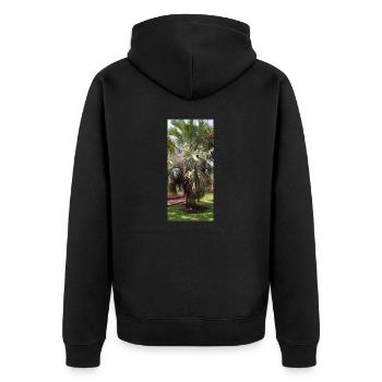Kanarische schöne Palme - Unisex Premium Bio Zip Hoodie - Schwarz - Hinten - Nico (187cm)