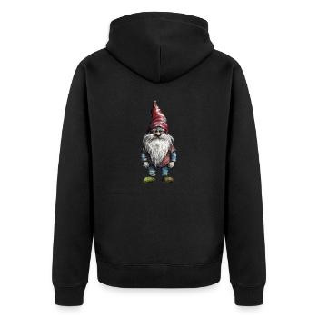 Garden Gnome Drawing - Unisex Premium Organic Zip Hoodie - black - Back - Nico (187cm)