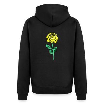 Yellow Rose - Unisex Premium Organic Zip Hoodie - black - Back - Nico (187cm)