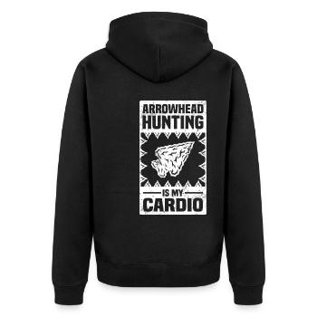 Pfeilspitzen Sammler | Pfeilspitzen Geschenkideen - Unisex Premium Bio Zip Hoodie - Schwarz - Hinten - Nico (187cm)