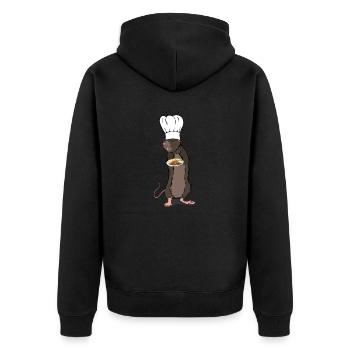 Chef Ratte. - Unisex Premium Bio Zip Hoodie - Schwarz - Hinten - Nico (187cm)