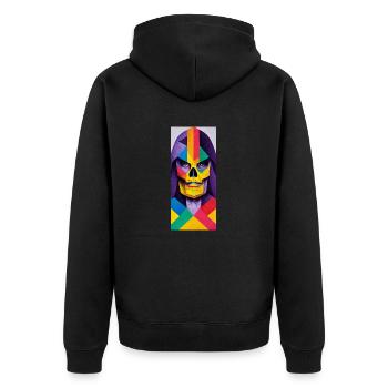 Skeletor geometric head - Unisex Premium Organic Zip Hoodie - black - Back - Nico (187cm)