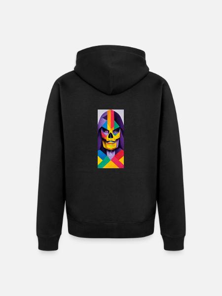 Skeletor geometric head - Unisex Premium Organic Zip Hoodie - black
