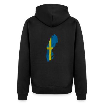 Sweden flag in the shape of the country - Unisex Premium Organic Zip Hoodie - black - Back - Nico (187cm)