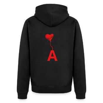 Brief an das Herz - Unisex Premium Bio Zip Hoodie - Schwarz - Hinten - Nico (187cm)