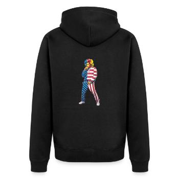 Rapper USA Amerika Pop Up Flagge US Hip Hop - Unisex Premium Bio Zip Hoodie - Schwarz - Hinten - Nico (187cm)