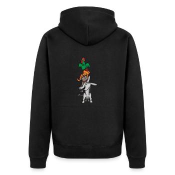 Bremer Stadtmusikanten, vier tierische Freunde - Unisex Premium Bio Zip Hoodie - Schwarz - Hinten - Nico (187cm)