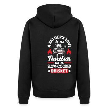 A Father's Love Tender As A Slow-Cooked Brisket - Unisex Premium Bio Zip Hoodie - Schwarz - Hinten - Nico (187cm)