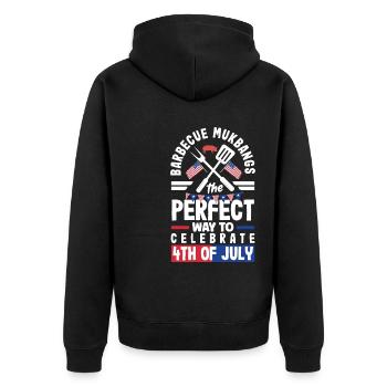 Mukbang et barbecue le 4 juillet - Veste à capuche bio Premium Unisexe - noir - Dos - Nico (187cm)