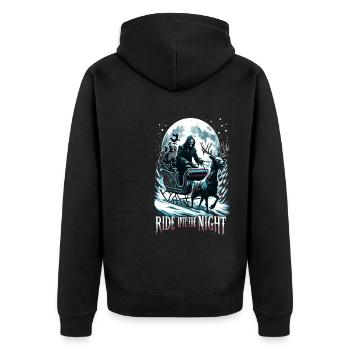 Ride into the Night - Sinister Santa Sleigh - Unisex Premium Organic Zip Hoodie - black - Back - Nico (187cm)