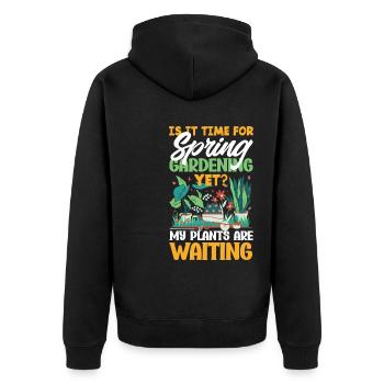 Mes plantes attendent le jardinier - Veste à capuche bio Premium Unisexe - noir - Dos - Nico (187cm)