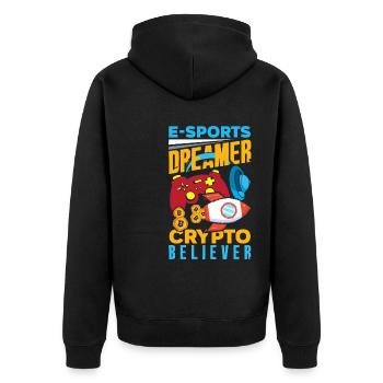 Cryptocurrency Rewards Gaming Blockchain Gamer - Unisex Premium Bio Zip Hoodie - Schwarz - Hinten - Nico (187cm)