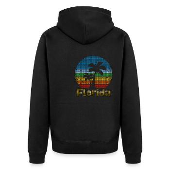 8bit Retro Florida Urlaub - Unisex Premium Bio Zip Hoodie - Schwarz - Hinten - Nico (187cm)
