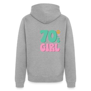 70er Jahre Mädchen 70s Girl Hippie - Unisex Premium Bio Zip Hoodie - Grau meliert - Hinten - Nico (187cm)
