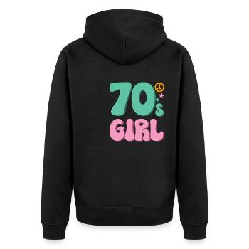 70er Jahre Mädchen 70s Girl Hippie - Unisex Premium Bio Zip Hoodie - Schwarz - Hinten - Nico (187cm)