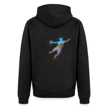 Handball, handballer, Beachhandball,Graffiti - Unisex Premium Bio Zip Hoodie - Schwarz - Hinten - Nico (187cm)