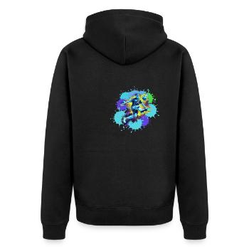 Handball, handballer, Beachhandball,Graffiti - Unisex Premium Bio Zip Hoodie - Schwarz - Hinten - Nico (187cm)