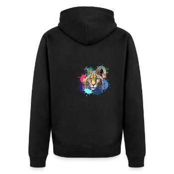Wildcat, Lynx, Coloré, Peinture, Graffiti - Veste à capuche bio Premium Unisexe - noir - Dos - Nico (187cm)