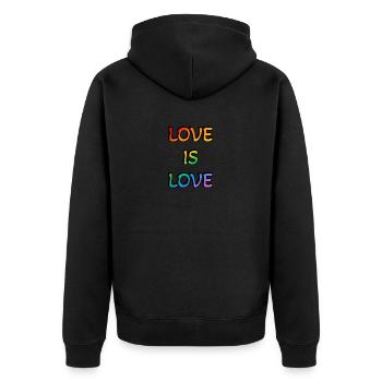 Regenbogen-Liebe ist Liebe - Unisex Premium Bio Zip Hoodie - Schwarz - Hinten - Nico (187cm)