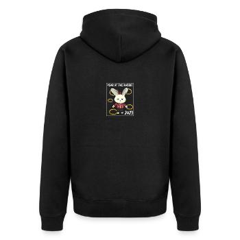 Chinesisches Neujahr Hase Asien 2023 I Geschenk - Unisex Premium Bio Zip Hoodie - Schwarz - Hinten - Nico (187cm)