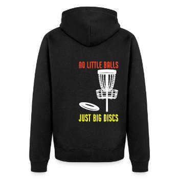 Just Big Discs Funny Disc Golf - Unisex Premium Bio Zip Hoodie - Schwarz - Hinten - Nico (187cm)