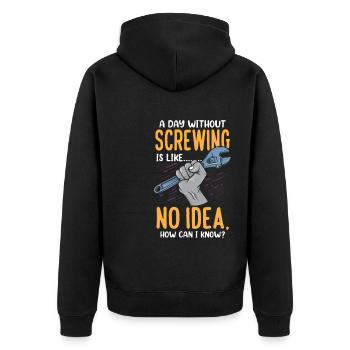 Funny Car Tuning A Day Without Screwing Car - Unisex Premium Bio Zip Hoodie - Schwarz - Hinten - Nico (187cm)