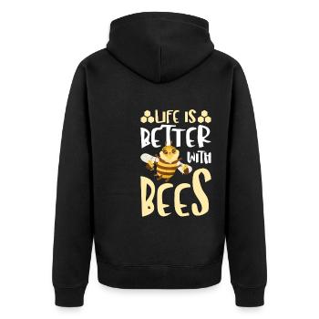 Life Is Better With Bees Funny Beekeeper Bumble - Unisex Premium Bio Zip Hoodie - Schwarz - Hinten - Nico (187cm)