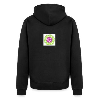 Blume des Lebens pink grün - Unisex Premium Bio Zip Hoodie - Schwarz - Hinten - Nico (187cm)