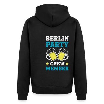 Berlin Party Crew - Unisex Premium Bio Zip Hoodie - Schwarz - Hinten - Nico (187cm)
