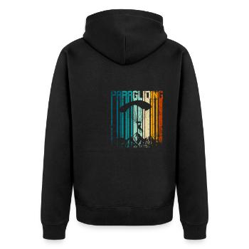 Retro Vintage Paragliding - Unisex Premium Organic Zip Hoodie - black - Back - Nico (187cm)