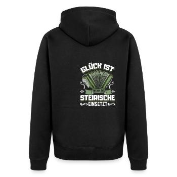 Quetschn Steirische Harmonika Volksmusik - Unisex Premium Bio Zip Hoodie - Schwarz - Hinten - Nico (187cm)