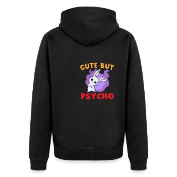 Cute but Psycho Hase Goth - Unisex Premium Organic Zip Hoodie - black - Back - Nico (187cm)