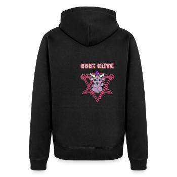 666% Cute kawaii Satanic Goth - Unisex Premium Bio Zip Hoodie - Schwarz - Hinten - Nico (187cm)