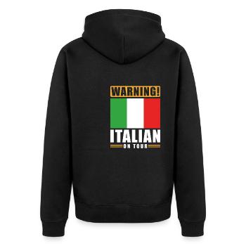 Avertissement Italien en tournée - Veste à capuche bio Premium Unisexe - noir - Dos - Nico (187cm)