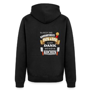 Bester Großartigster Papa und Opa darf Kochen - Unisex Premium Bio Zip Hoodie - Schwarz - Hinten - Nico (187cm)