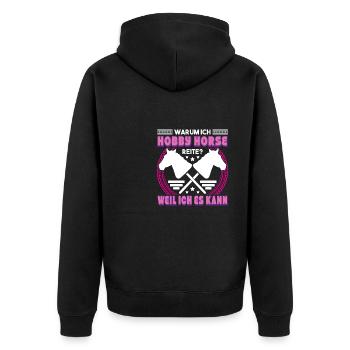 Hobby Horse Hobby Horsing Steckenpferd - Unisex Premium Bio Zip Hoodie - Schwarz - Hinten - Nico (187cm)