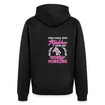 Hobby Horse Hobby Horsing Steckenpferd - Unisex Premium Bio Zip Hoodie - Schwarz - Hinten - Nico (187cm)